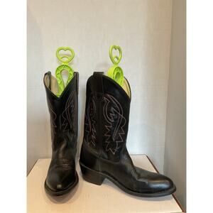 Old West- CCY-8110-G -  Black Leather Western Boots - Big Girl  5.5